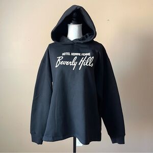 HOMME + FEMME | Black BEVERLY HILLS Hoodie Sweatshirt Sz L
